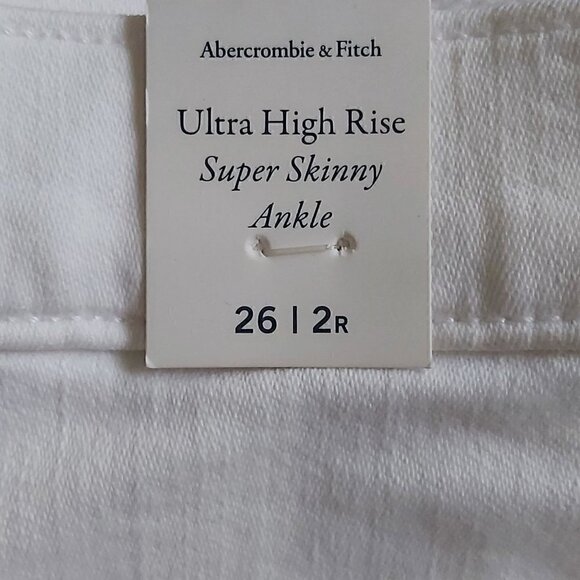 Women's Abercrombie & Fitch Ultra High Rise Super Skinny Ankle White Jeans-26/2R - Picture 7 of 9